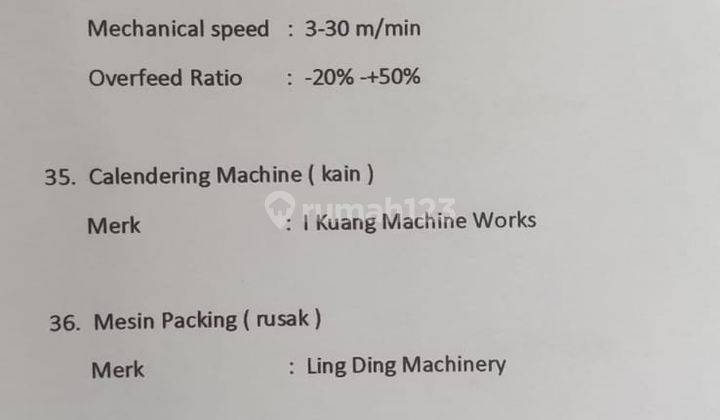 Dijual Cepat Pabrik Textiel di Pekalongan Berikut Isi Dan Semua Alat Tinggal Jalan 5