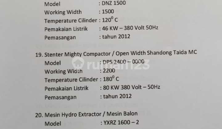 Dijual Cepat Pabrik Textiel di Pekalongan Berikut Isi Dan Semua Alat Tinggal Jalan 20