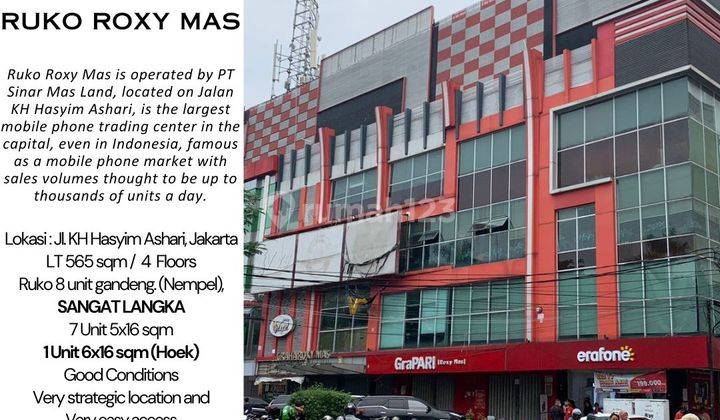 Jual Cepat Ruko Roxy Mas, 8 Unit Gandeng, Hook, 4000sqm, Lokasi Super Ramai, Good Investment Good Unit, 45 M, Good Price, Please Call Dennis Wong 0852 2291 6888 1