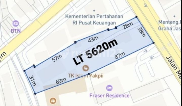  DIJUAL DIBAWAH NJOP TANAH JL MENTENG RAYA, JAKARTA PUSAT