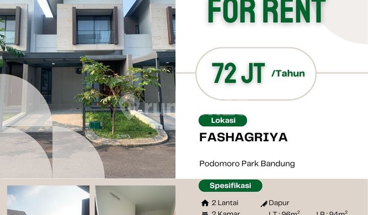 Disewakan Rumah 2 Lantai Di Cluster Fashagriya Podomoro Park Bandung Disewakan Rumah 2 Lantai Di Cluster Fashagriya Podomoro Park Bandung