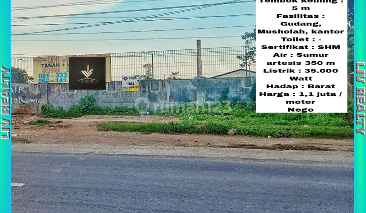 Dijual gudang strategis pinggir jalan, bebas banjir. 1