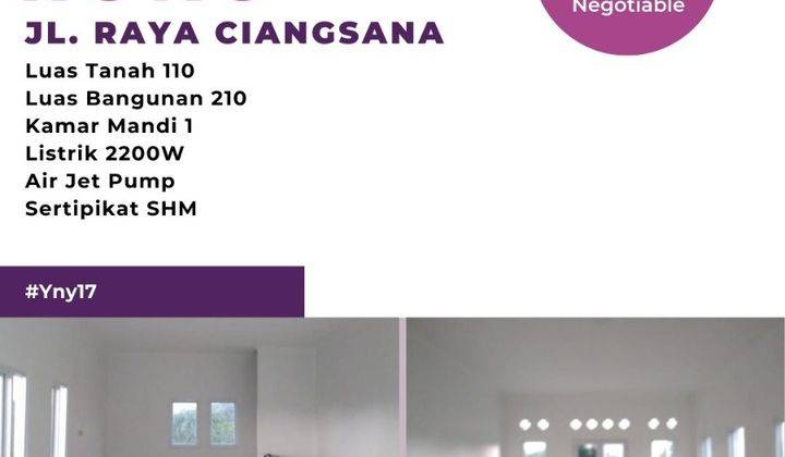 Dijual Cepat Ruko Baru,strategis, Siap Pakai Di Jln Ciangsana 1