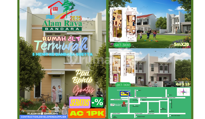 RUMAH MURAH 8X20 KAMAR 3 KEAMANAN CCTV 24JAM ALAM RAYA BANDARA 2