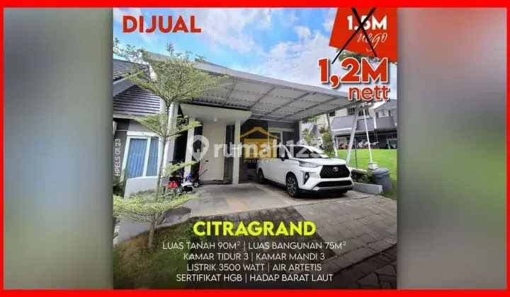 Cuma 1M Lebih Dikit, Rumah 1,5 Lantai di Citragrand Tembalang 1