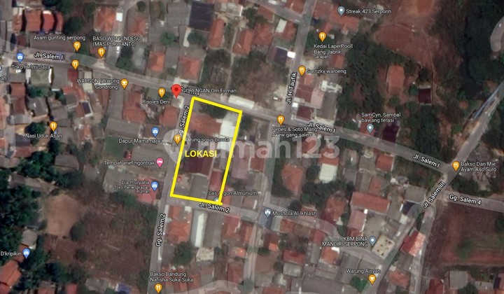 di jual Tanah luas 900 meter di jl Salam 1 Serpong Tangerang di jual Tanah luas 900 meter di jl Salam 1 Serpong Tangerang