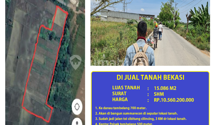 Tanah di Jl Raya Tambelang Bekasi, Bekasi SHM 15.086 m² Tanah di Jl Raya Tambelang Bekasi, Bekasi SHM 15.086 m²