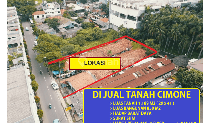 Tanah di Jl Terminal Cimone, Tangerang SHM 1.189 m² 1