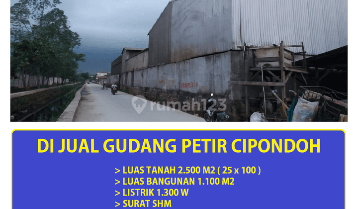 Gudang di Jl Kh Ahmad Dahlan, Tangerang 1.100 m Bagus SHM 1