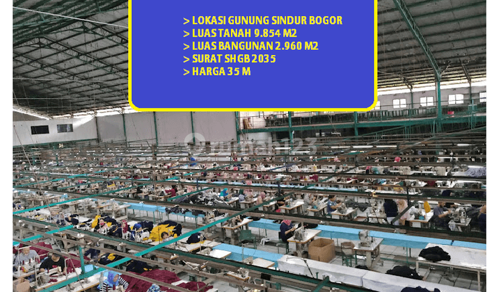 di Jual Pabrik di Jl Intan Curug, Bogor 2.960 M Bagus HGB