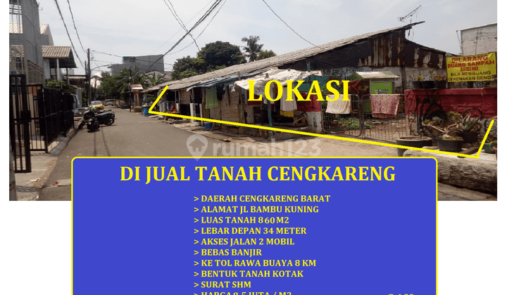 di Jual Tanah 825 M2 Jl Bambu Kuning Cengkareng Jakarta Barat 1