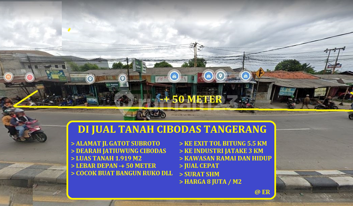 di Jual Tanah Jl Gatot Subroto Cibodas Jatiuwung Tangerang 1