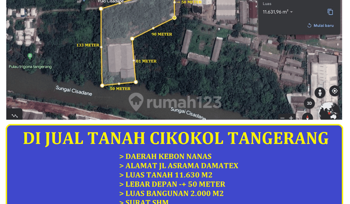 di Jual Tanah di Jl Asrama Damatex Kebon Nanas Cikokol Tangerang 1