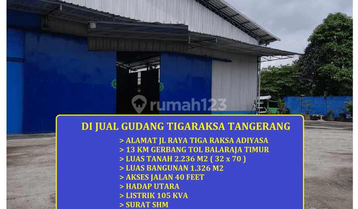 Jual Gudang Tigaraksa Jl Raya Tigaraksa Tangerang 1