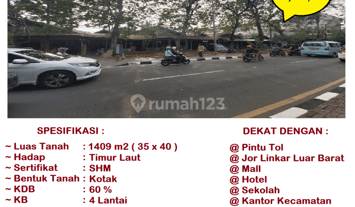 Di Jual Tanah luas 1400 meter Jl Lingkar Luar Barat Cengkareng Jakarta Barat 1