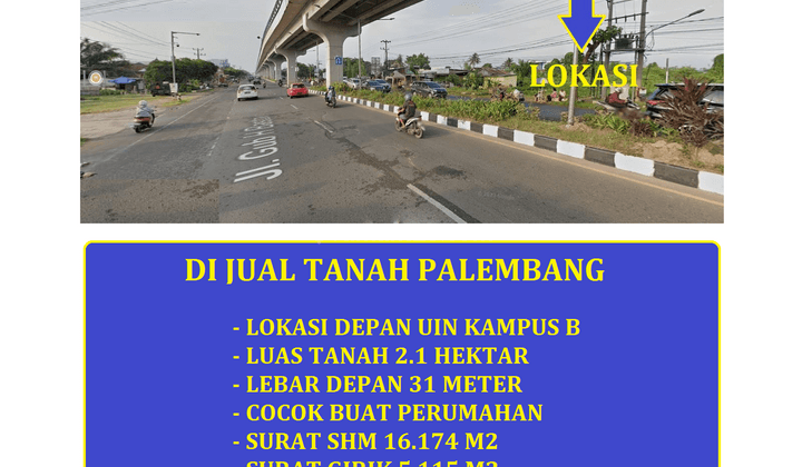 Jual Tanah 2 Hektar di Jl Gub H Bastari Jakabaring Palembang 1