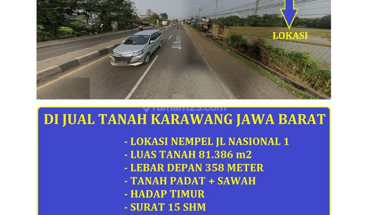 Jual Tanah 8 Hektar di Jl Nasional 1 Cikampek Karawang Jawa Barat 1