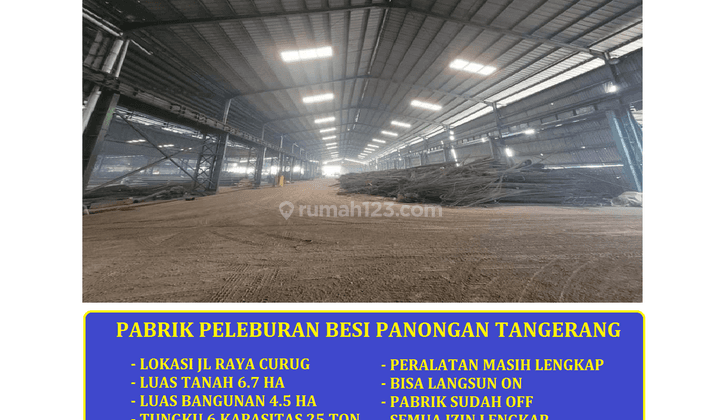 Jual Pabrik Peleburan Besi Panongan Tangerang 1