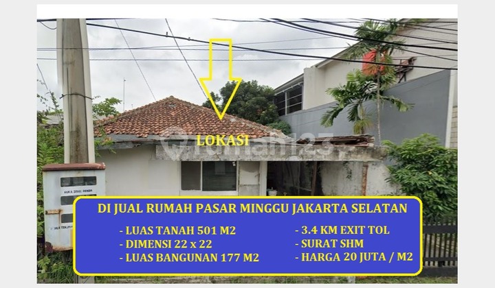 di jual Tanah luas 500 meter jl teluk bayur 9 Pasar Minggu Jakarta Selatan