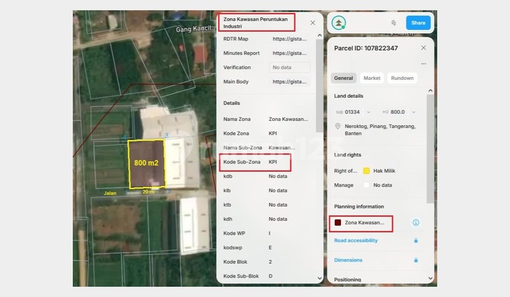 For sale 800 SQUARE METER plot DPR Block B Cipondoh Tangerang