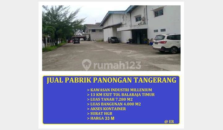 Jual Pabrik Kawasan Industri Millenium Panongan Tangerang 1