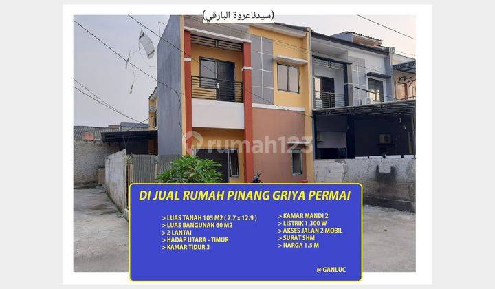 di jual Rumah 2 lantai luas tanah 100 meter griya Pinang asri Tangerang 1