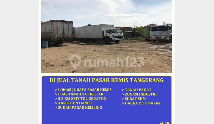 1.8 hectare land in Pasar Kemis, Tangerang