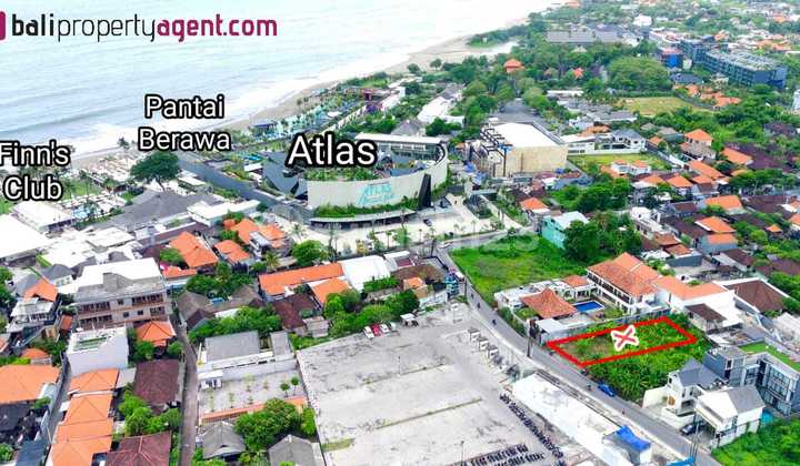 TANAH 530 m² SHM, LOKASI PROME DEKAT KE PANTAI BERAWA, THE FINN'S DAN ATLAS BEACH CLUB