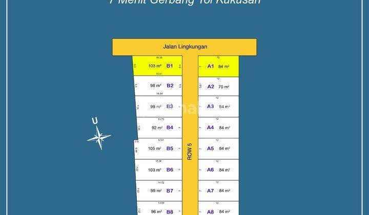 Dijual Tanah Kavling Green Beji 7 Menit Tol Kukusan 1