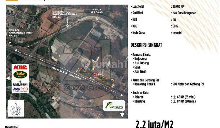 Dijual Cepat Per M2 Tanah Kavling Industri Karawang Timur 1