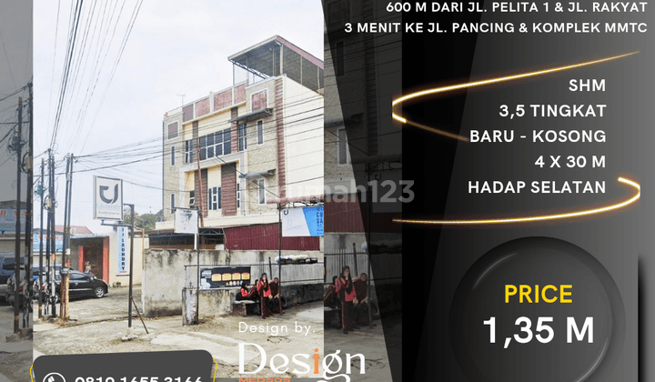 Ruko Baru. Jl. Perjuangan. Panjang 30 M. 3 Menit Dari Jl. Pancing 1