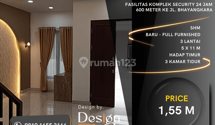 Rumah Komplek, Baru, Full Furnished. 900 M Ke Komplek Cemara Asri 1