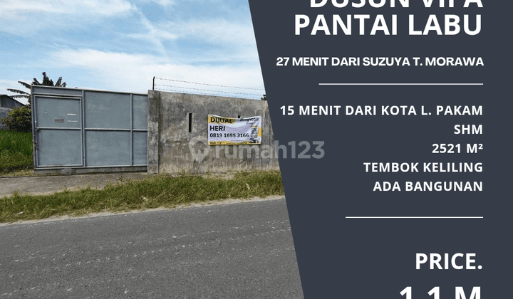 Tanah Pantai Labu.2.521 M².tembok Keliling. 15 Mnt Dr Lubuk Pakam 1