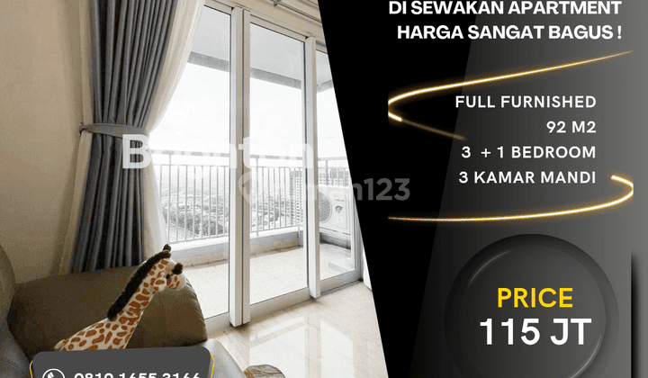 Di Sewakan Apartment Podomoro. 3 + 1 Bedroom. Harga Bagus  1