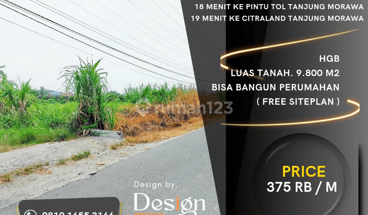 Tanah Jl. Rambungan. Batang Kuis. Uk 9.800 M2. Bandara Kuala Namu 1