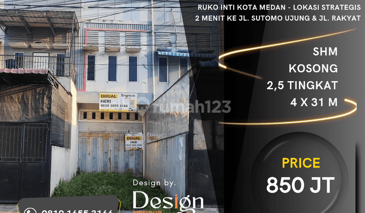 Ruko Jl. Pelita 1, Sutomo Ujung. 4 X 31 M.Tepat Di Depan Alfamidi  1