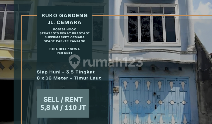 Jual/Sewa Ruko Gandeng Hook Jl. Cemara. Dekat Brastagi Supermaret