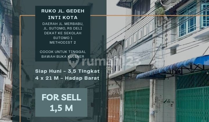 Ruko Jl. Gedeh. Inti Kota. Daerah Jl. Merbabu & Jl. Sutomo