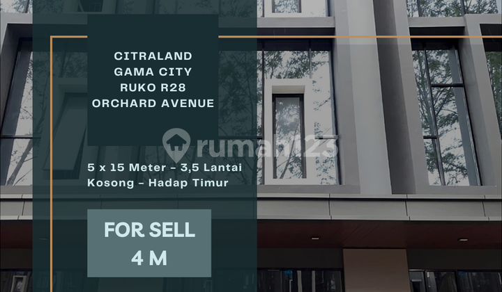 Ruko R28 Citraland Gama City. Jl. Orchard Avenue. Hadap Timur