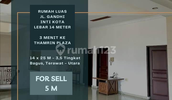 Rumah Luas Jl. Gandhi. Inti Kota. Harga Under Market. Lebar 14 M