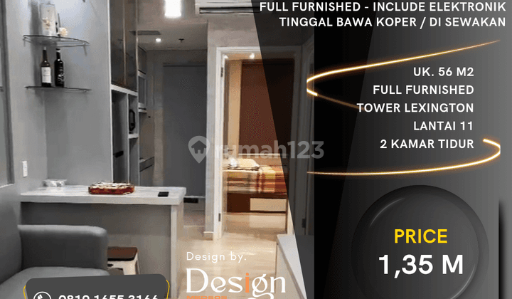 Pasti Untung Apartment Podomoro. 56 M2.full Furnished.2 Bed Room 1