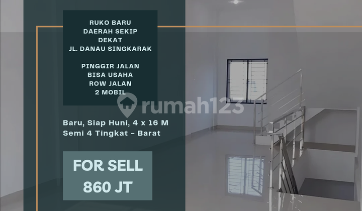 Ruko Baru, Daerah Sekip. Dekat Jl. Danau Singkarak. Bisa Usaha