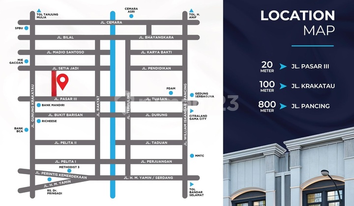 Rumah Baru. Siap Huni. Daerah Jl. Pasar 3, Krakatau.  2,5 Lantai 2