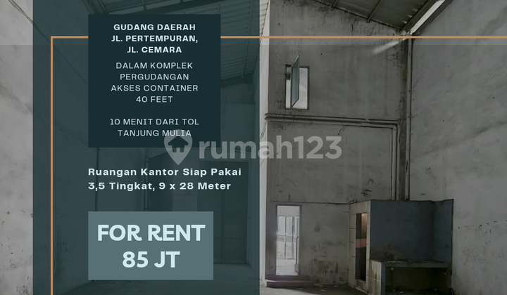 Cemara, Jl. Pertempuran Regional Warehouse. 10 Minutes from Helvetia Toll.