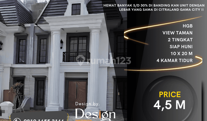 Rumah Baru Citraland Helvetia. Lebar 10 M. Siap Huni.hemat Banyak 1