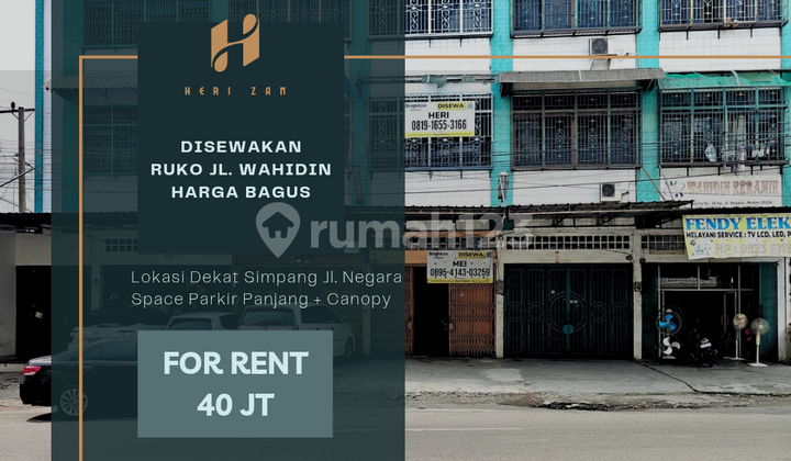 Ruko Jl. Wahidin. Dekat Simpang Jl. Negara. Space Parkir Panjang