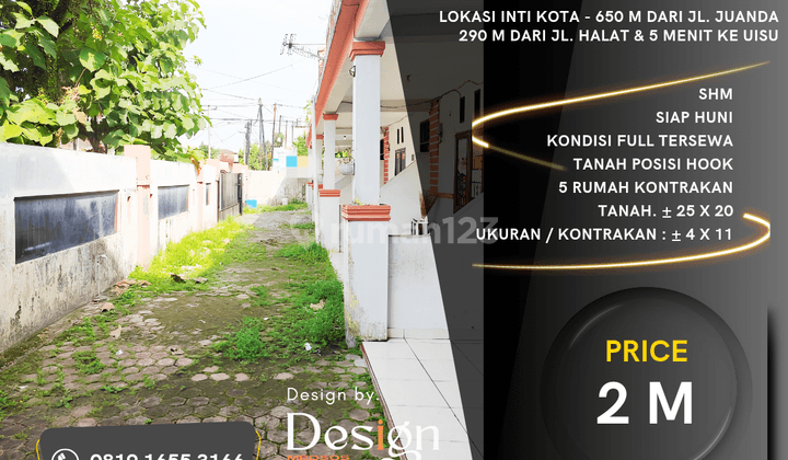 Tanah Hook 5 Rumah Kontrakan. 650 M Ke Jl. Juanda.5 Menit Ke Uisu 1