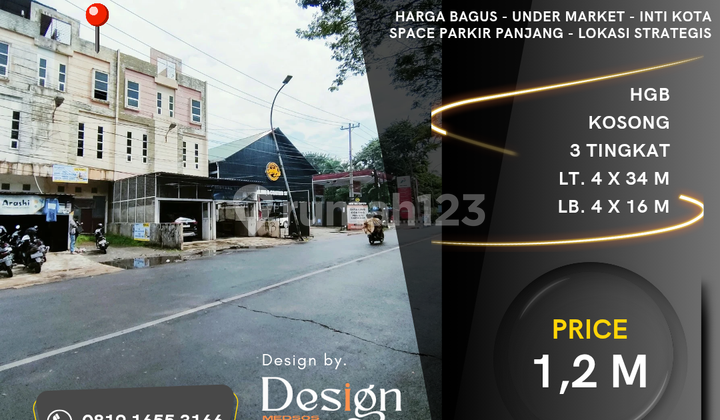 Ruko Jl. Sutomo Ujung. 800 M Dari Hotel Grand Mercure. Inti Kota