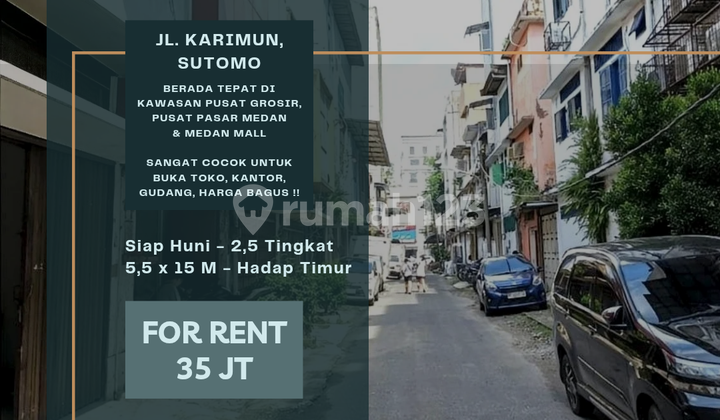 Ruko Jl. Karimun, Sutomo. Located in the Central Wholesale Area of Medan. 1
