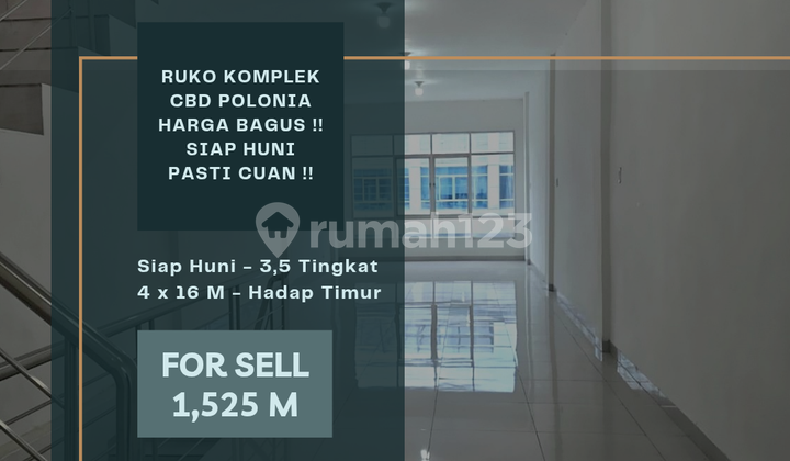Harga Bagus!! Ruko CBD Polonia, Siap Huni, Hadap Timur.Pasti Cuan